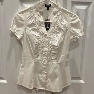 Express white essential stretch short sleeve work shirt